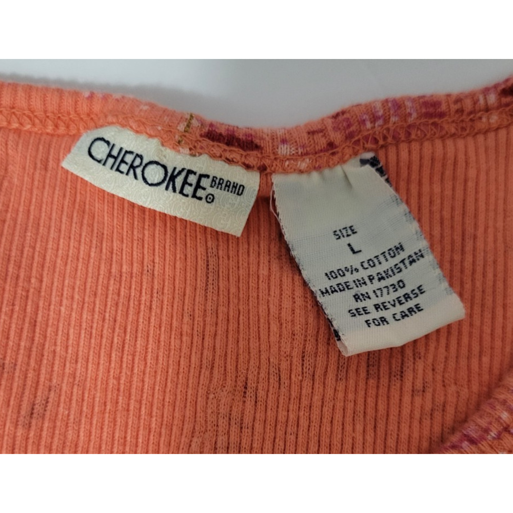 Vintage Y2K Cherokee Women's L Coral Floral Textured Knit Tank Top Boho Fairy - Picture 4 of 6